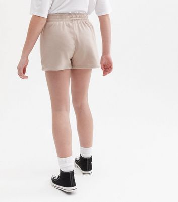 Girls Light Brown Jersey Jogger Shorts 