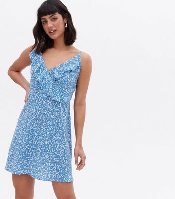 blue ditsy mini dress