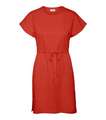 Noisy May Orange Jersey Tie Waist Mini Dress New Look