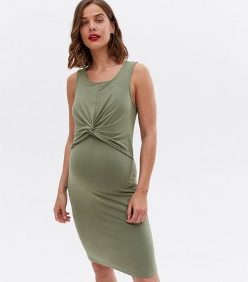 Click to view product details and reviews for Mamalicious Maternity Olive Knot Front Dress New Look.