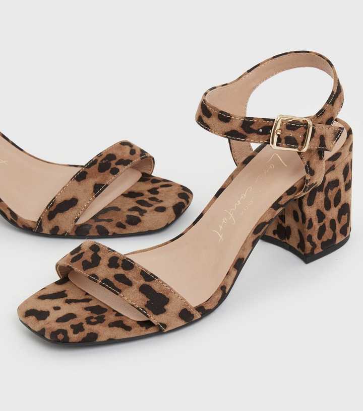 wide fit leopard print sandals