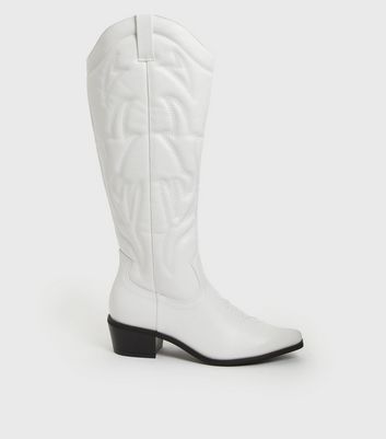 white boots flat heel