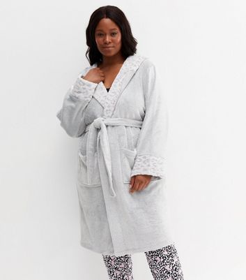 Girls Pale Grey Heart Hooded Dressing Gown | New Look