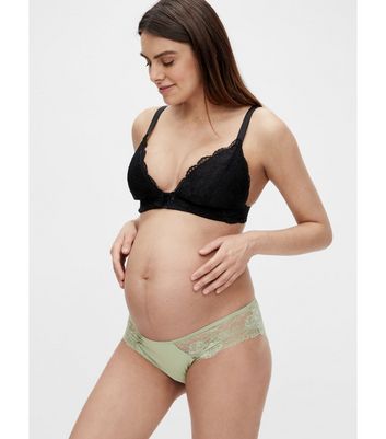 Damen Bekleidung Mamalicious Maternity 2 Pack Black and Green Lace Briefs