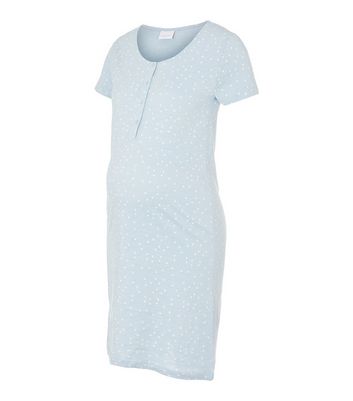 Mamalicious Maternity Blue Heart Jersey Night Dress New Look