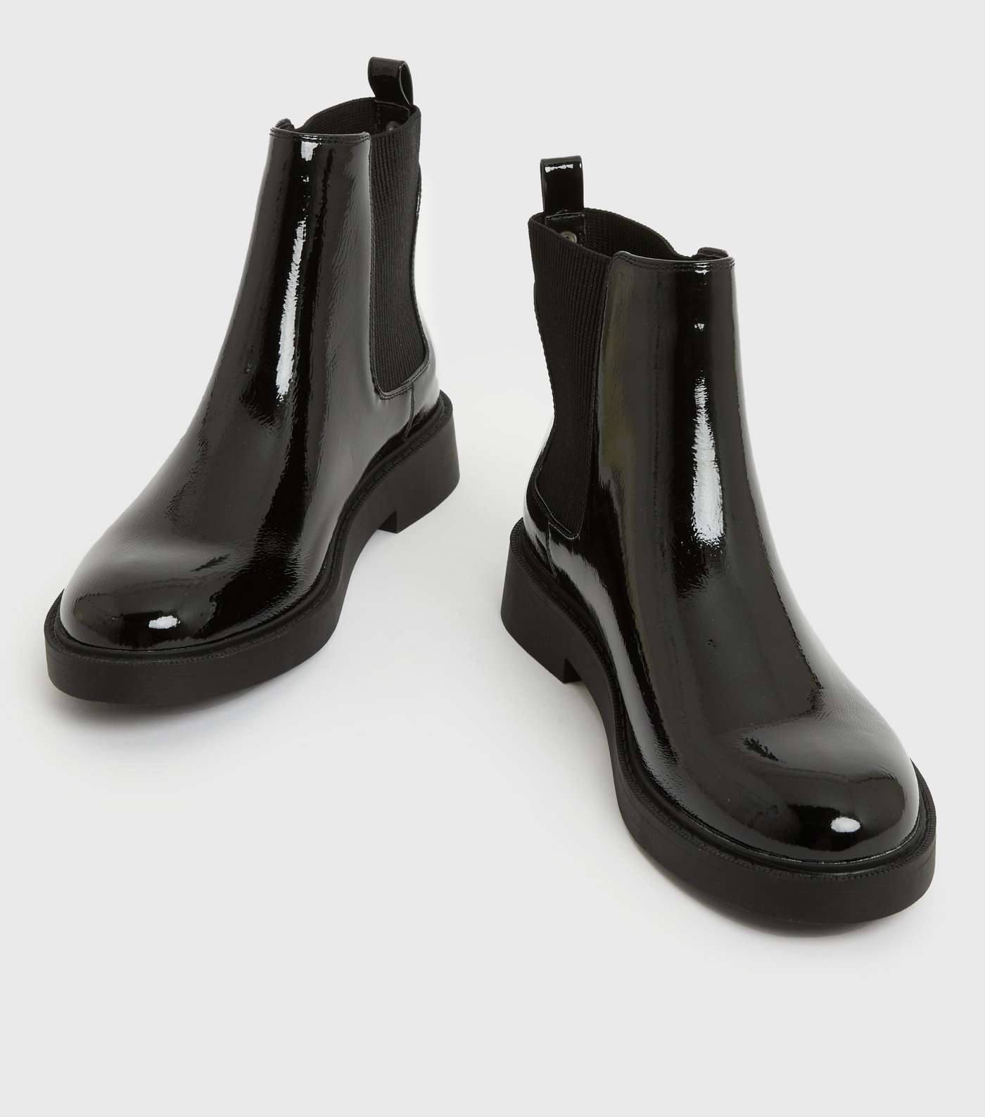 Girls Black Patent Chunky Chelsea Boots Image 3