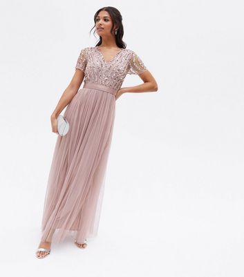 new look pink sequin dress