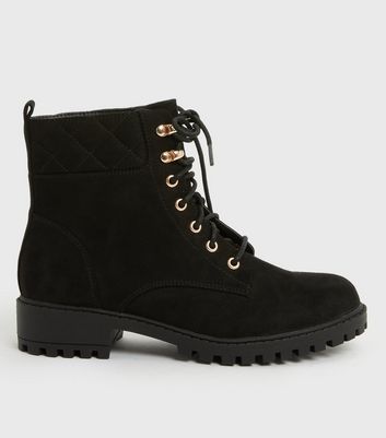 ladies black chunky boots