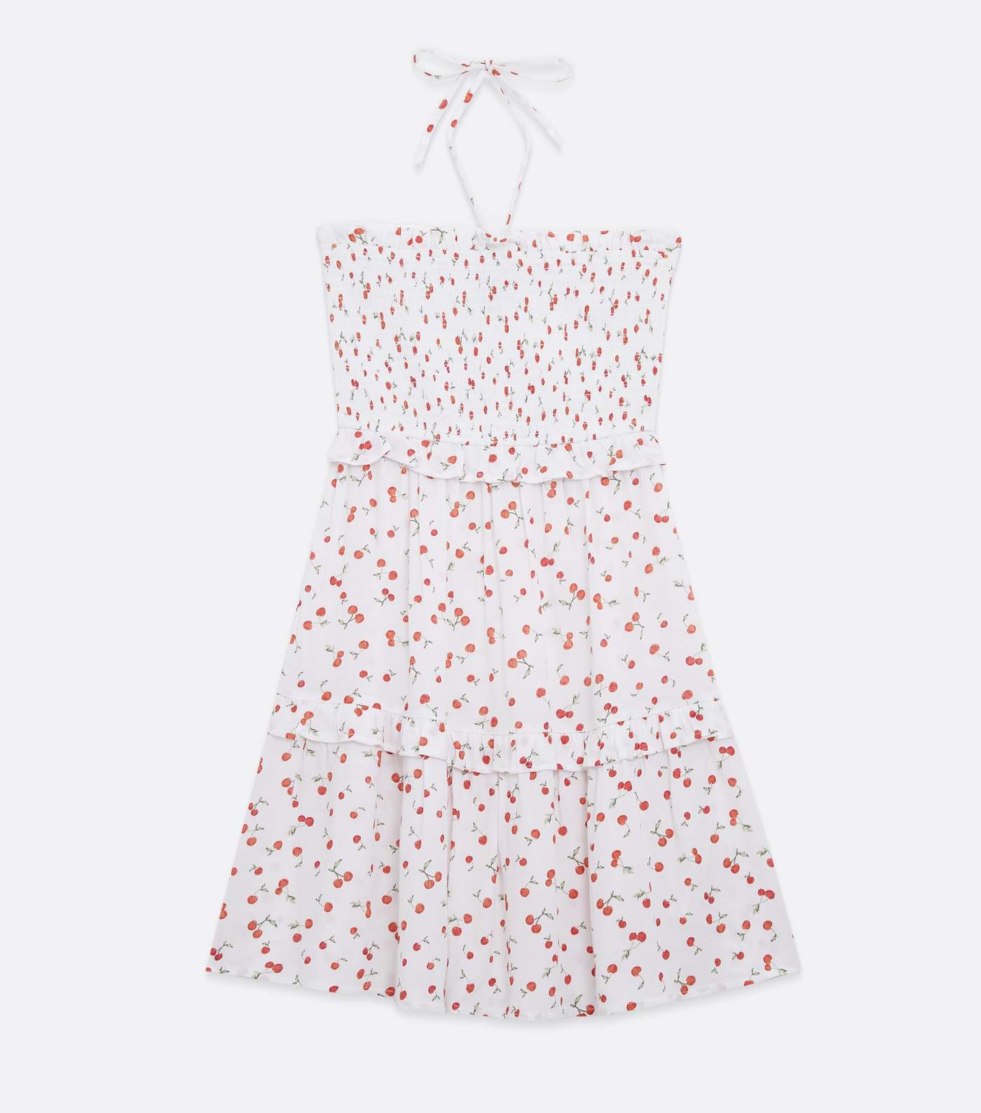 White Cherry Shirred Bandeau Beach Dress Image 5
