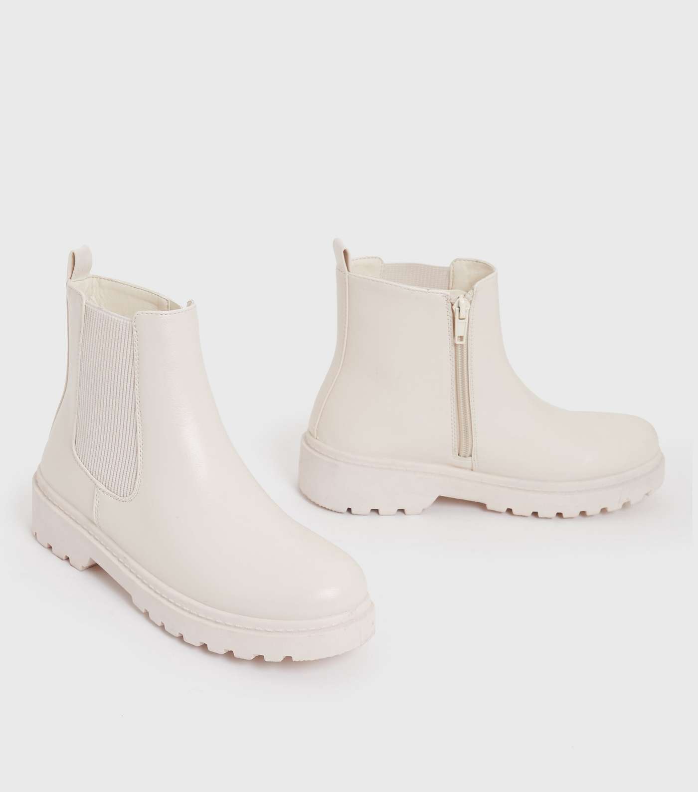 Girls Off White Chunky Cleated Chelsea Boots Image 3