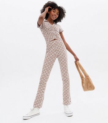 Topshop set checkerboard flared pants in monochrome  ASOS
