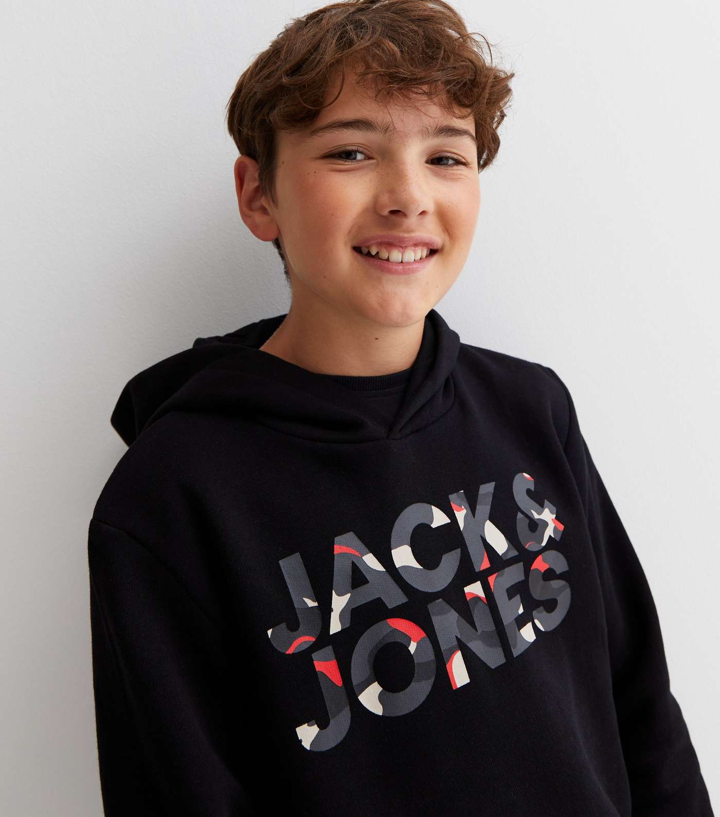 Jack & Jones Junior Black Camo Logo Hoodie Image 2