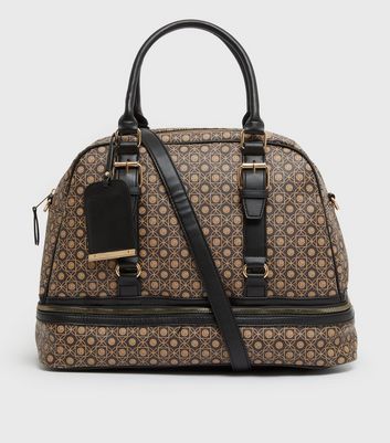 Black Monogram Zip Weekend Bag New Look