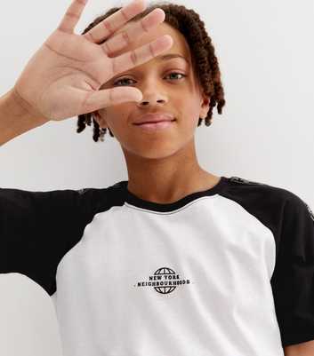 Boys Black New York Logo Raglan Sleeve T-Shirt