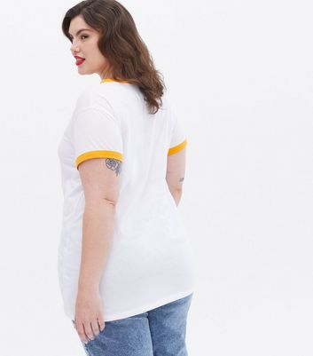 Click to view product details and reviews for Curves White Sunflowers Soul Shine Ringer Logo T Shirt New Look.