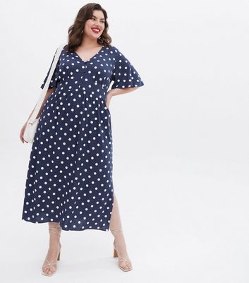 Click to view product details and reviews for Curves Navy Spot Button Midaxi Dress New Look. Click to view product details and reviews for Curves Navy Spot Button Midaxi Dress New Look.