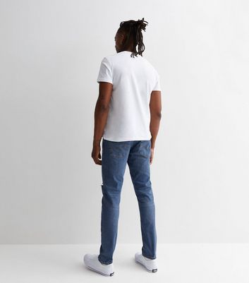 Men's Jack & Jones Blue Ripped Regular Fit Jeans New Look