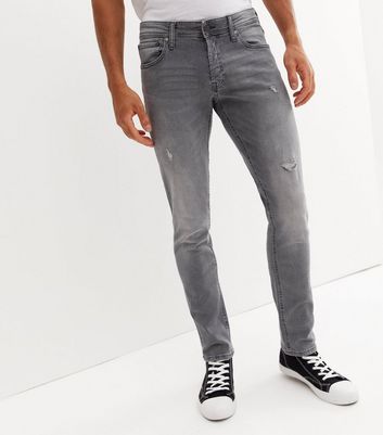 Grey ripped online jeans mens