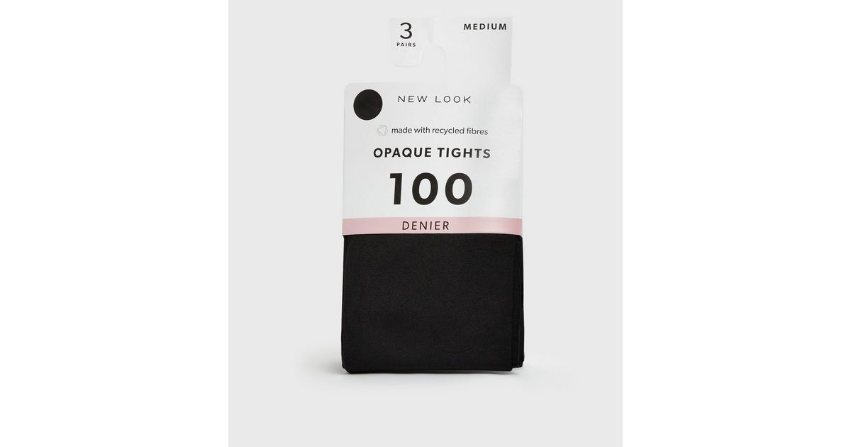 New Look 3 pack 100 denier tights in black