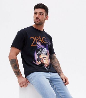 Black 2Pac Logo T-Shirt | New Look