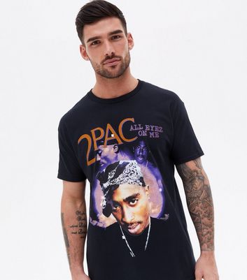 Black 2Pac Logo T-Shirt | New Look