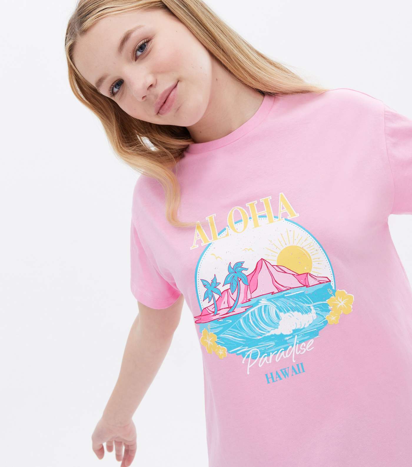 Girls Lilac Hawaii Scenic Logo Long T-Shirt