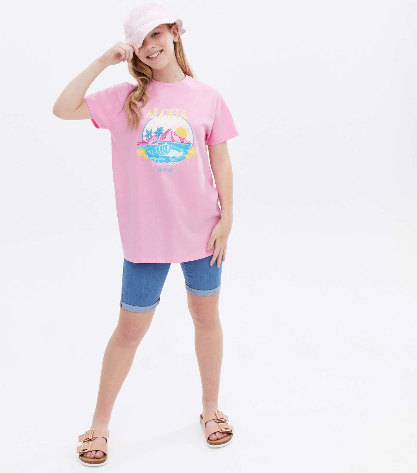 Girls Lilac Hawaii Scenic Logo Long T-Shirt Image 3