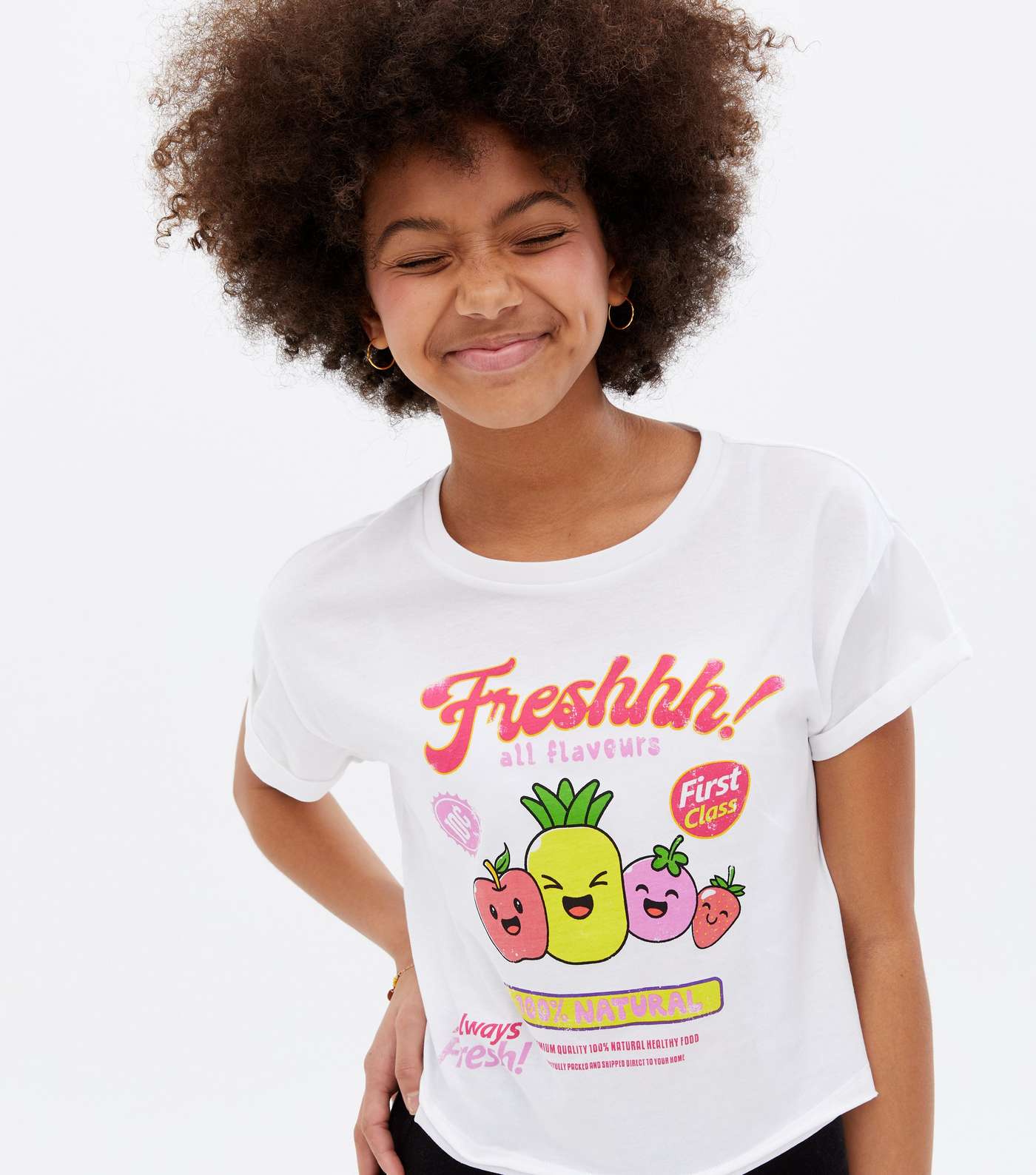 Girls White Fresh Fruit Logo T-Shirt Image 3