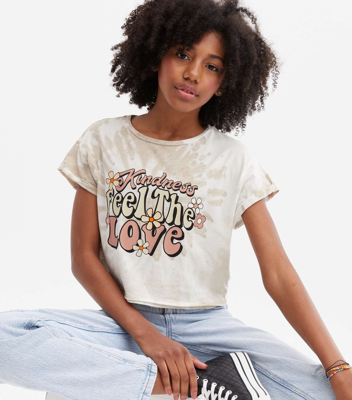 Girls Light Brown Tie Dye Love Logo T-Shirt Image 2