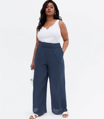 MISH Trousers and Pants  Buy MISH Navy Blue Shiny Straight Fit Trouser  Online  Nykaa Fashion