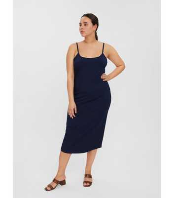 Vero Moda Curves Navy Strappy Midi Slip Dress