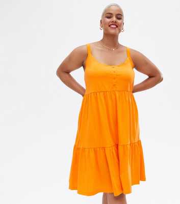 Vero Moda Curves Bright Orange Tiered Smock Dress