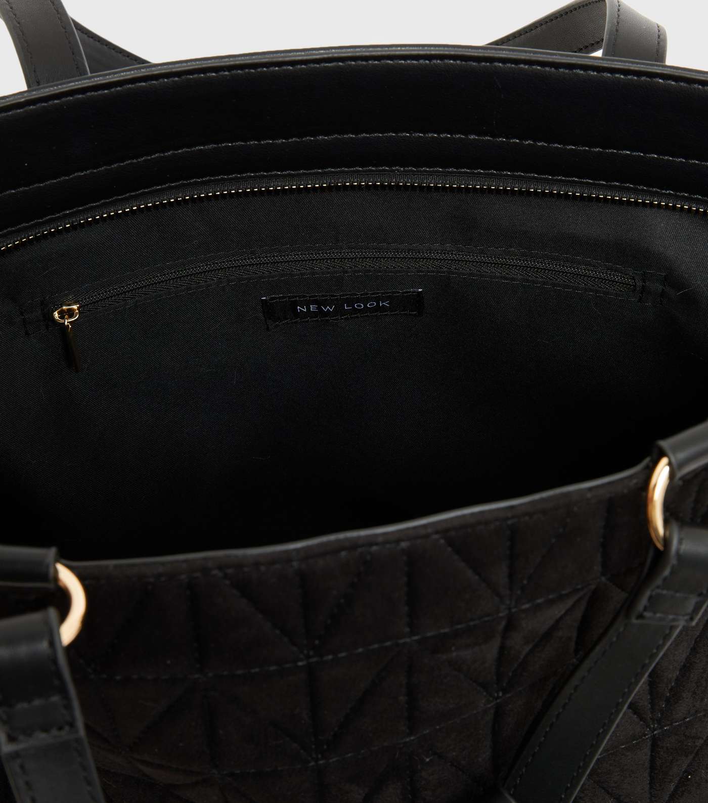 Black Quilted Suedette Tote Bag Image 4