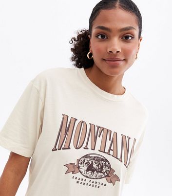 Off White Overdyed Montana Oversized Logo T-Shirt | New Look