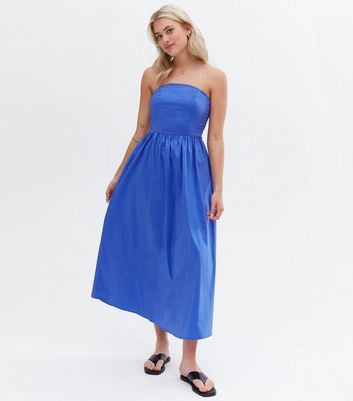 Damen Bekleidung Vero Moda Tall Bright Blue Bandeau Midi Dress