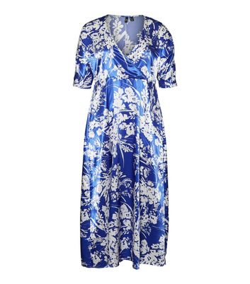 Fiorire slate blue floral outlet print wrap maxi dress