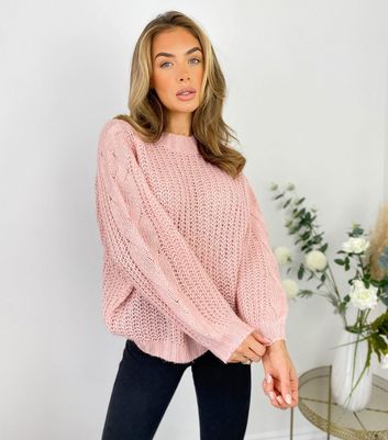 Click to view product details and reviews for Ax Paris Mid Pink Cable Knit Jumper New Look.