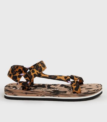 shop for Vero Moda Brown Leopard Print Strappy Sandals New Look at Shopo