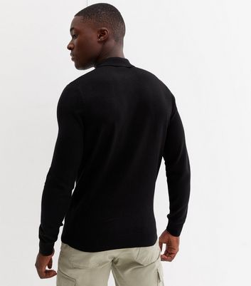 Black Long Sleeve Slim Fit Polo Jumper New Look