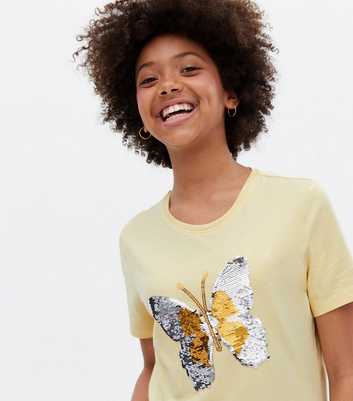 Name It Yellow Sequin Butterfly T-Shirt