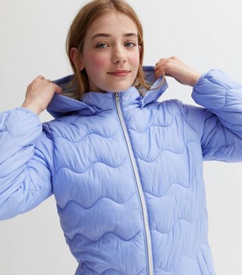 Name It Blue Quilted Zip Hooded Jacket New Look