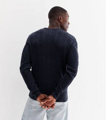 Mens navy shop knitted jumper