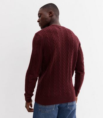 Men's burgundy clearance cable knit jumper