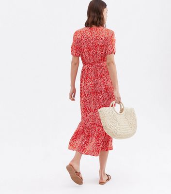 new look red rose dress