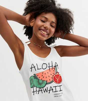 Name It White Fruit Hawaii Logo Tie Strap Vest