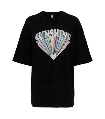 Click to view product details and reviews for Only Black Sunshine Logo Oversized T Shirt New Look.