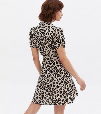 leopard print mini shirt dress