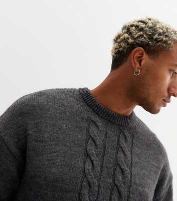 Dark Grey Cable Knit Relaxed Fit Jumper