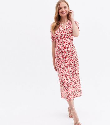 Floral jersey cheap midi dress