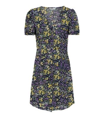 ONLY Black Ditsy Floral Mini Shirt Dress New Look
